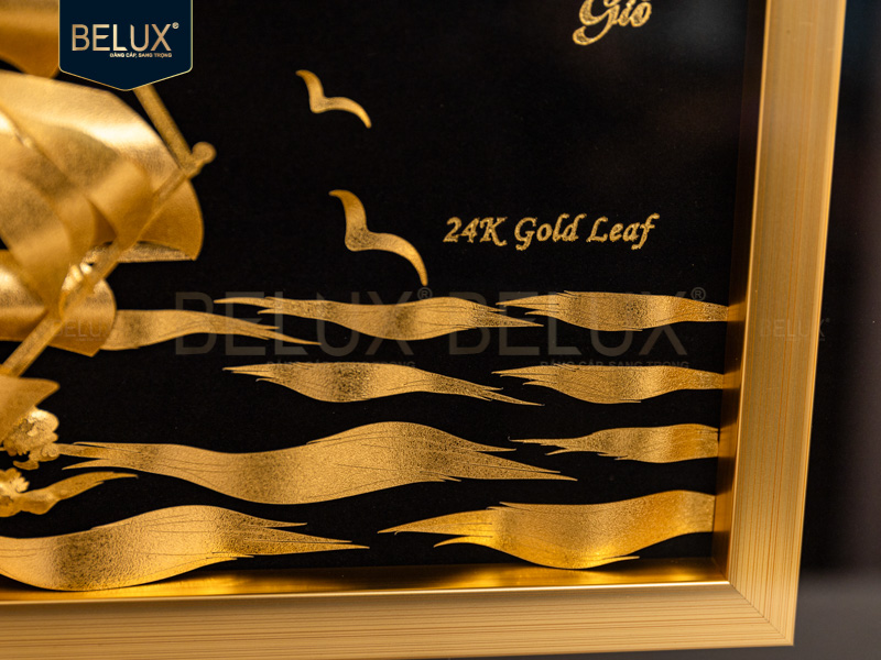 Tranh thuyền buồm dát vàng 24k 81x42cm